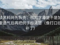 读黑料网先拆壳：核对字幕是不是加重语气后再把例子标清楚（像打口径补丁）