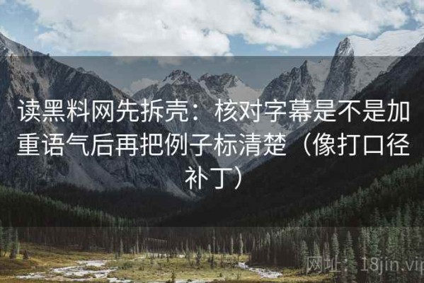 读黑料网先拆壳：核对字幕是不是加重语气后再把例子标清楚（像打口径补丁）