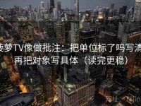 菠萝TV像做批注：把单位标了吗写清，再把对象写具体（读完更稳）