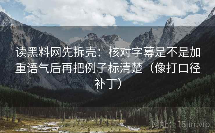 读黑料网先拆壳：核对字幕是不是加重语气后再把例子标清楚（像打口径补丁）